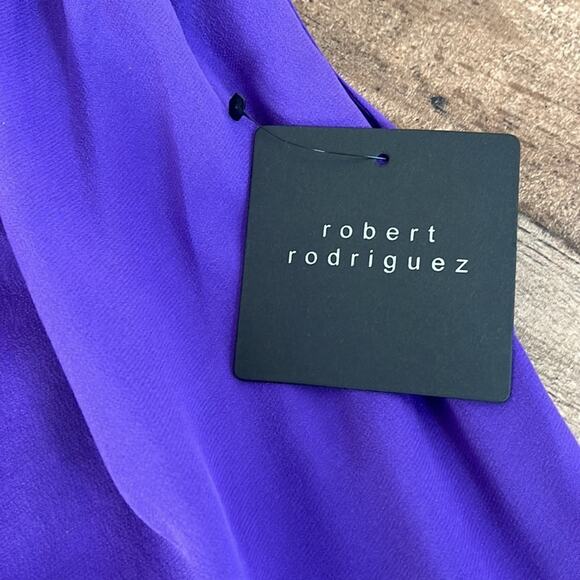NEW Robert Rodriguez 6 Purple Sexy 100% Silk Blouse Gold‎ Sequin One Shoulder - Picture 3 of 13